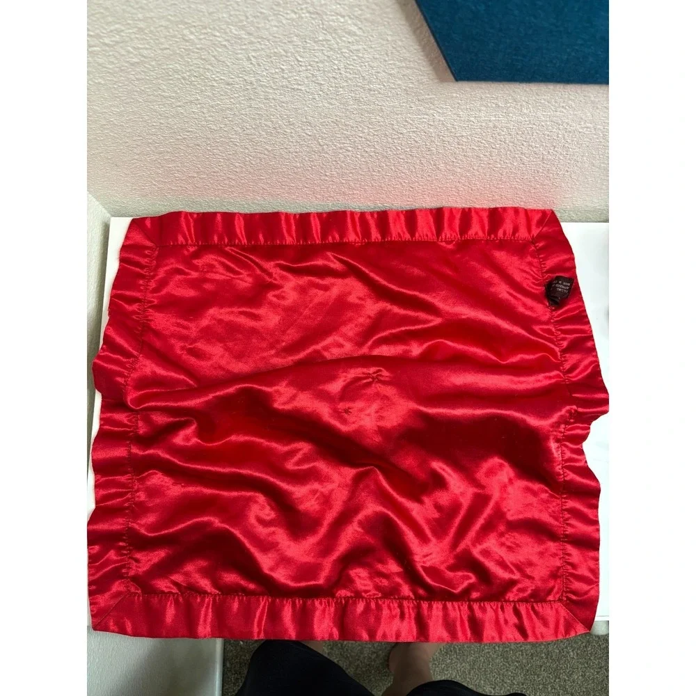FAST SHiP Bearington Collection Lovey Ladybug Satin Trim Security Blanket Red